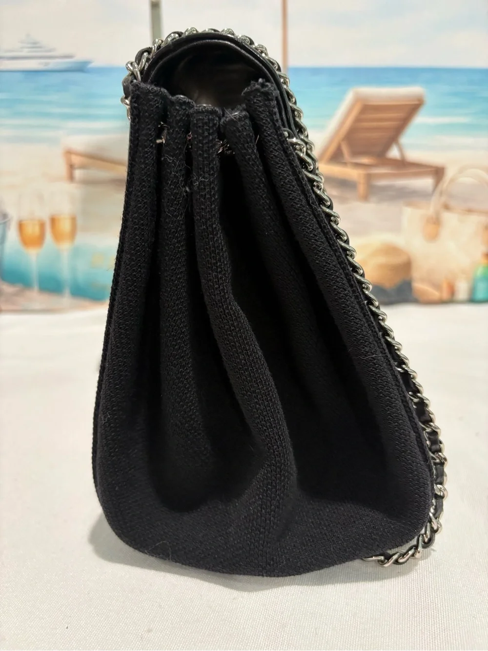 Authentic Chanel black Accordion Shoulder Bag w box duster and certificate